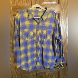 Maurices 100% Cotton Purple and Yellow Plaid Shirt - Size XL